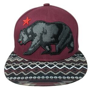 California Republic Bear Snapback Cap Multi One Size Embroidered Carbon Elements